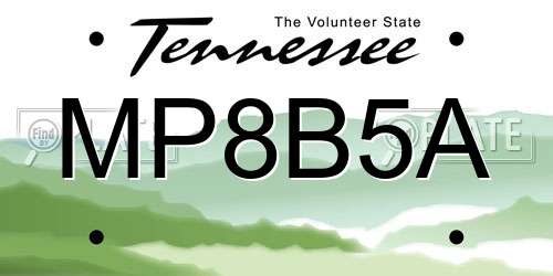 MP8B5A Tennessee License Plate
