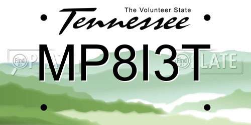 MP8I3T Tennessee License Plate