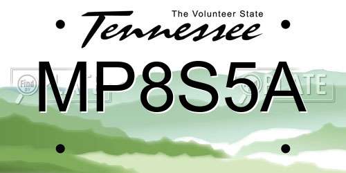 MP8S5A Tennessee License Plate