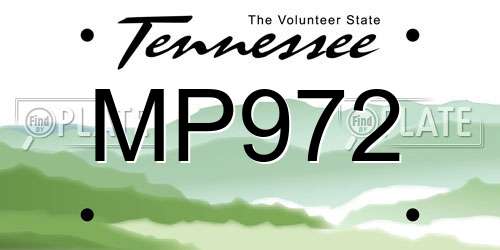 MP972 Tennessee License Plate