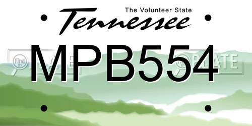 MPB554 Tennessee License Plate