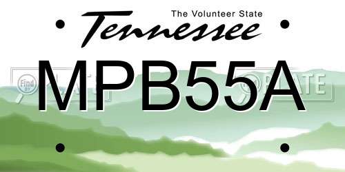 MPB55A Tennessee License Plate