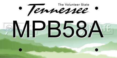 MPB58A Tennessee License Plate