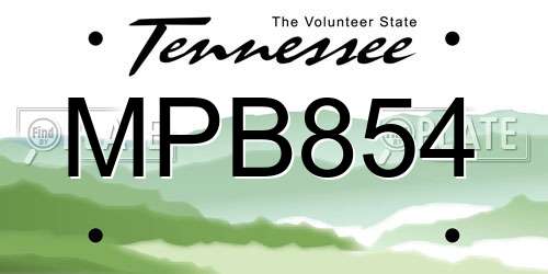 MPB854 Tennessee License Plate