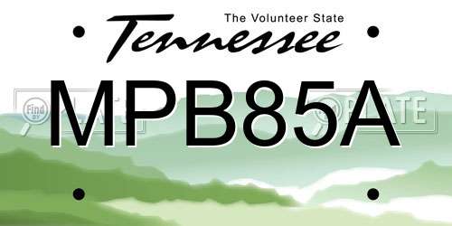 MPB85A Tennessee License Plate