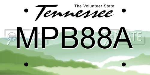 MPB88A Tennessee License Plate