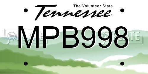 MPB998 Tennessee License Plate