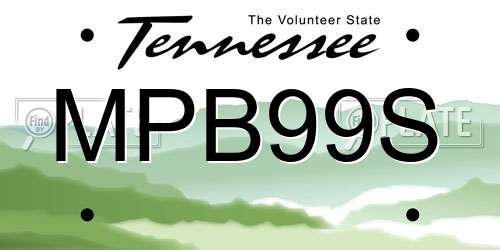 MPB99S Tennessee License Plate