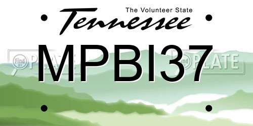 MPBI37 Tennessee License Plate