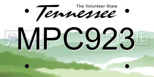 MPC923 Tennessee License Plate