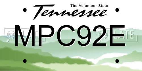 MPC92E Tennessee License Plate