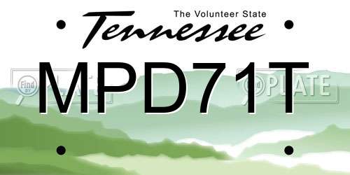 MPD71T Tennessee License Plate