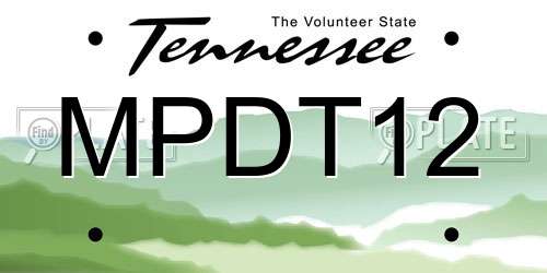 MPDT12 Tennessee License Plate