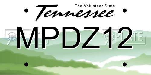 MPDZ12 Tennessee License Plate