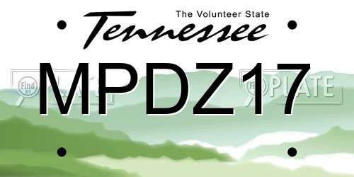 MPDZ17 Tennessee License Plate
