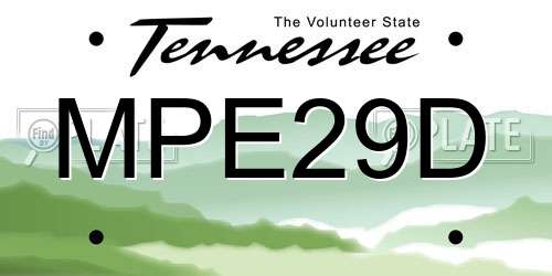 MPE29D Tennessee License Plate