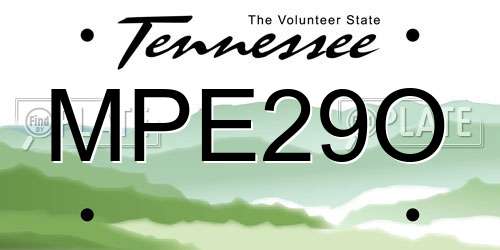 MPE29O Tennessee License Plate