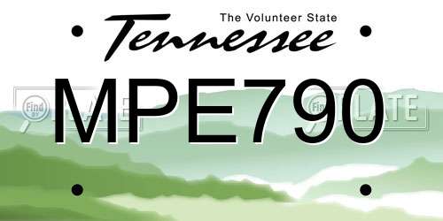 MPE790 Tennessee License Plate