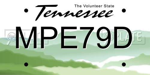 MPE79D Tennessee License Plate