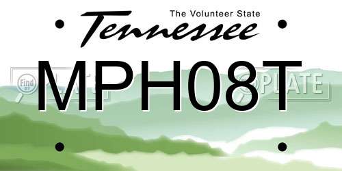 MPH08T Tennessee License Plate