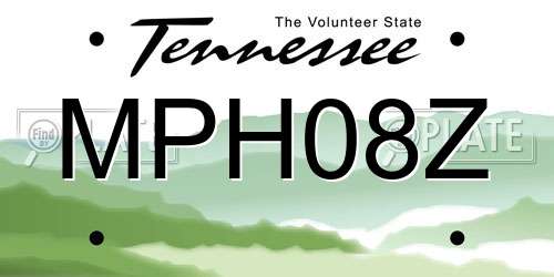 MPH08Z Tennessee License Plate