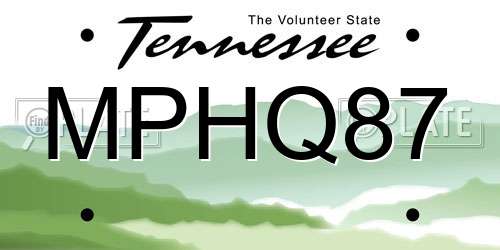 MPHQ87 Tennessee License Plate
