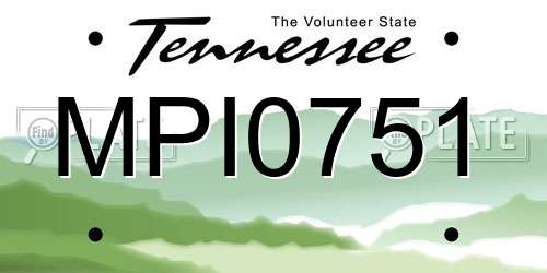 MPI0751 Tennessee License Plate