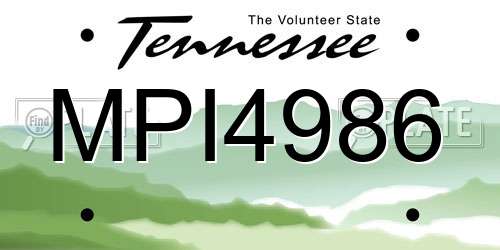 MPI4986 Tennessee License Plate