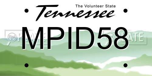 MPID58 Tennessee License Plate