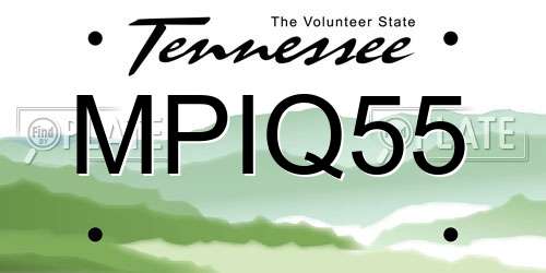 MPIQ55 Tennessee License Plate