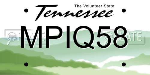 MPIQ58 Tennessee License Plate