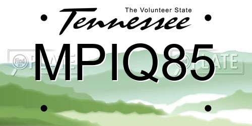MPIQ85 Tennessee License Plate