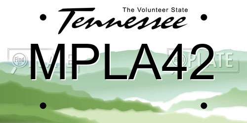 MPLA42 Tennessee License Plate