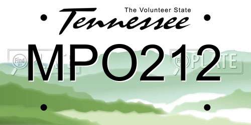 MPO212 Tennessee License Plate