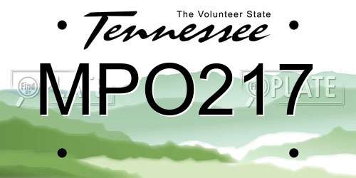 MPO217 Tennessee License Plate