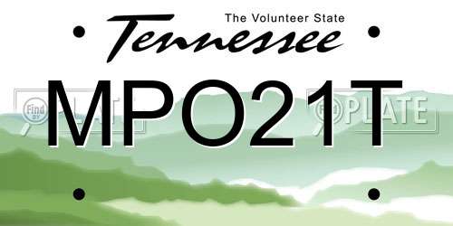 MPO21T Tennessee License Plate