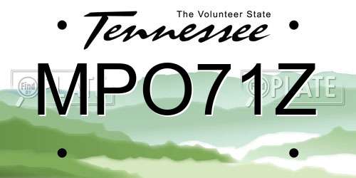 MPO71Z Tennessee License Plate