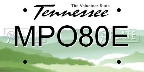 MPO80E Tennessee License Plate