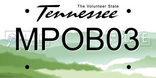 MPOB03 Tennessee License Plate