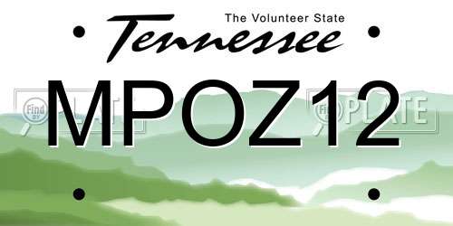 MPOZ12 Tennessee License Plate