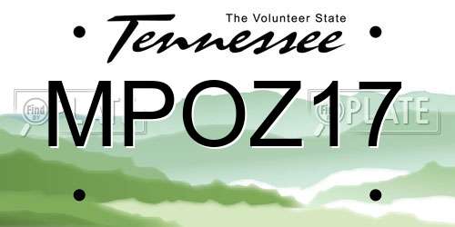 MPOZ17 Tennessee License Plate