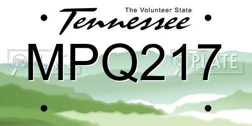 MPQ217 Tennessee License Plate