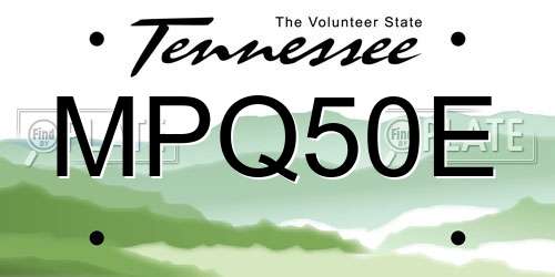 MPQ50E Tennessee License Plate