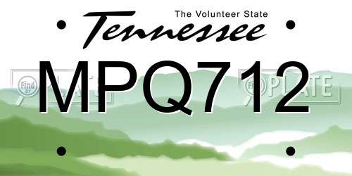 MPQ712 Tennessee License Plate