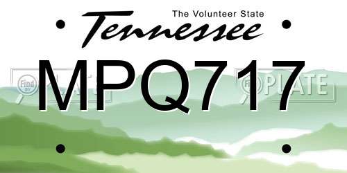 MPQ717 Tennessee License Plate