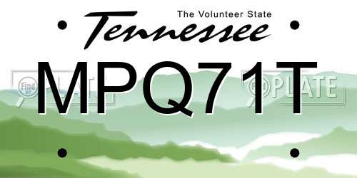 MPQ71T Tennessee License Plate