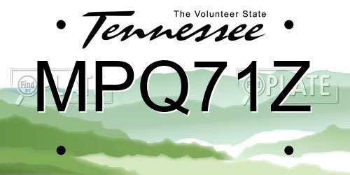 MPQ71Z Tennessee License Plate