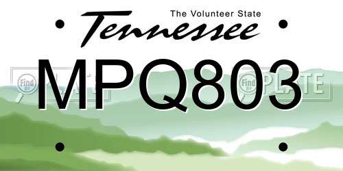 MPQ803 Tennessee License Plate