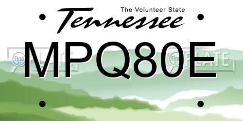 MPQ80E Tennessee License Plate