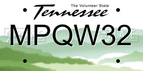 MPQW32 Tennessee License Plate